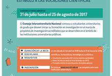 Becas CIN “Estímulo a las Vocaciones Científicas” Convocatoria 2017