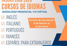 Inscripción en los cursos presenciales y a distancia de inglés, portugués, francés e italiano