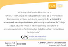 Este jueves en CCU abre el congreso latinoamericano de Trabajo Social