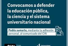 Sumate a la defensa de la Educación Pública y adherí a comunicado CIN