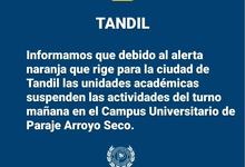 Por alerta facultades suspenden sus actividades en campus Tandil
