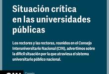 CIN: "Situación crítica en las universidades públicas"