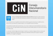 UNICEN adhiere a documento CIN en solidaridad a los poderes del Estado de Brasil